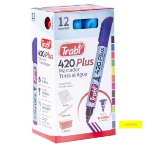 MARCADOR TRABI 420 AMARILLO PTA REDONDA X 12 UN