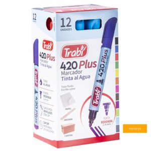 MARCADOR TRABI 420 NARANJA PTA REDONDA X 12 UN