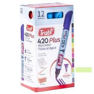MARCADOR TRABI 420 VERDE CLARO PTA REDONDA X 12 UN