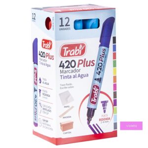 MARCADOR TRABI 420 LILA PUNTA REDONDA X 12 UN