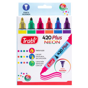 MARCADOR TRABI 420 FLUO X 6 UN COLORES SURTIDOS