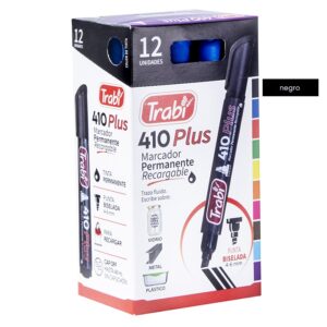 MARCADOR TRABI 410 PERMANENTE NEGRO X 12 UN