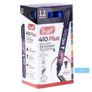 MARCADOR TRABI 410 PERMANENTE CELESTE X 10 UN