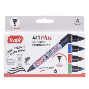 MARCADOR TRABI 411 PERMANENTE X 4 UN SURTIDO PTA RED