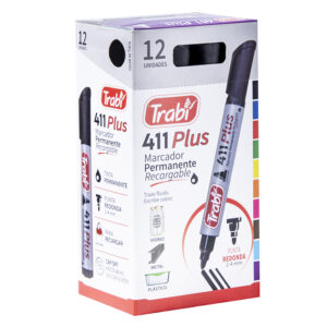 MARCADOR TRABI 411 PERMANENTE X 12 UN PTA RED