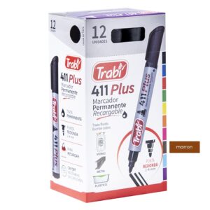 MARCADOR TRABI 411 PERMANENTE MARRON X 12 UN