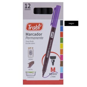 MARCADOR TRABI NEGRO PUNTA MEDIA PERMANENTE 2.5 MM