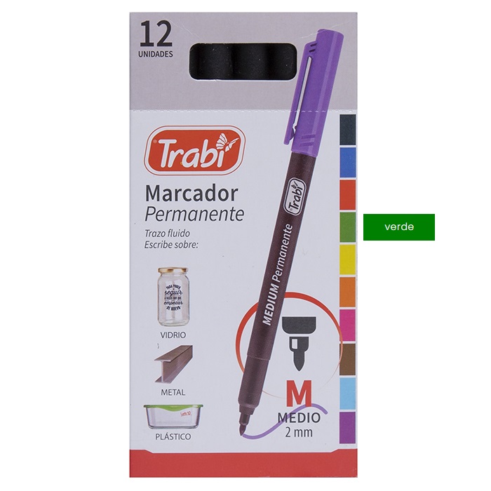 MARCADOR TRABI VERDE PUNTA MEDIA PERMANENTE 2.5 MM