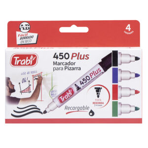 MARCADOR TRABI 450 PIZARRA BLANCA X 4 COLORES CLASICOS