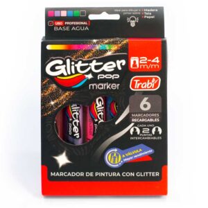 MARCADOR TRABI ACRYLIC GLITTER X 6 UN 2-4 MM