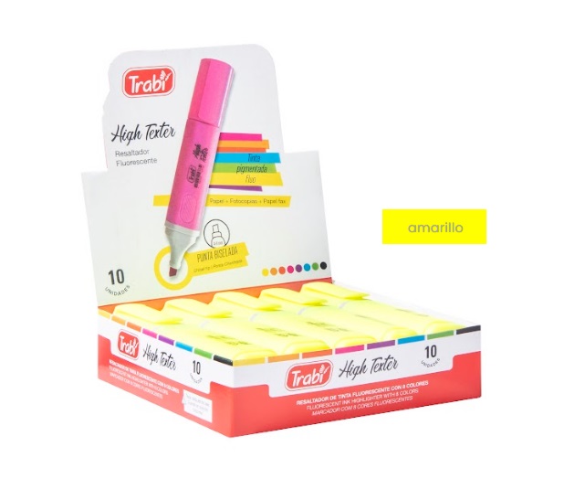 RESALTADOR TRABI HIGH TEXTER AMARILLO FLUO X 10 UN