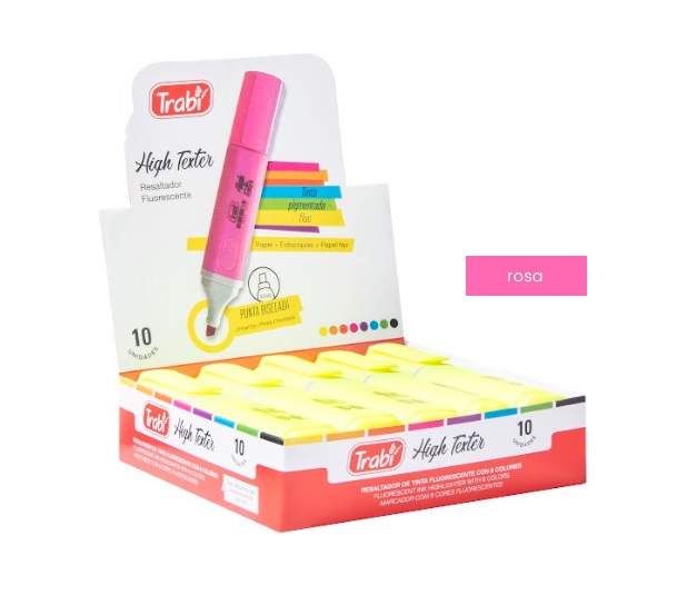 RESALTADOR TRABI HIGH TEXTER ROSA FLUO X 10 UN
