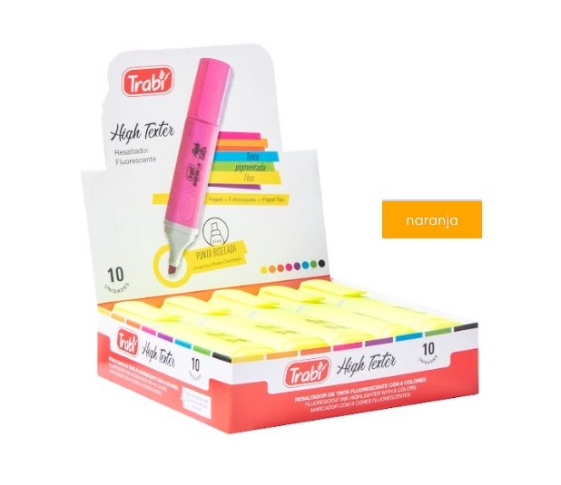 RESALTADOR TRABI HIGH TEXTER NARANJA FLUO X 10 UN