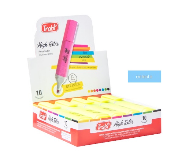 RESALTADOR TRABI HIGH TEXTER CELESTE FLUO X 10 UN