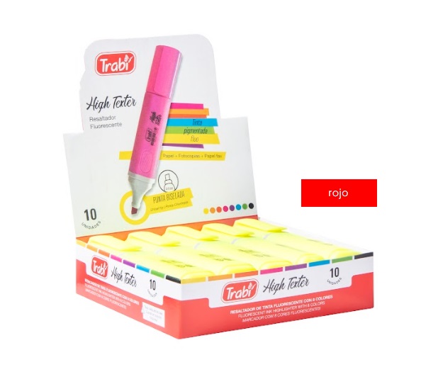 RESALTADOR TRABI HIGH TEXTER ROJO FLUO X 10 UN