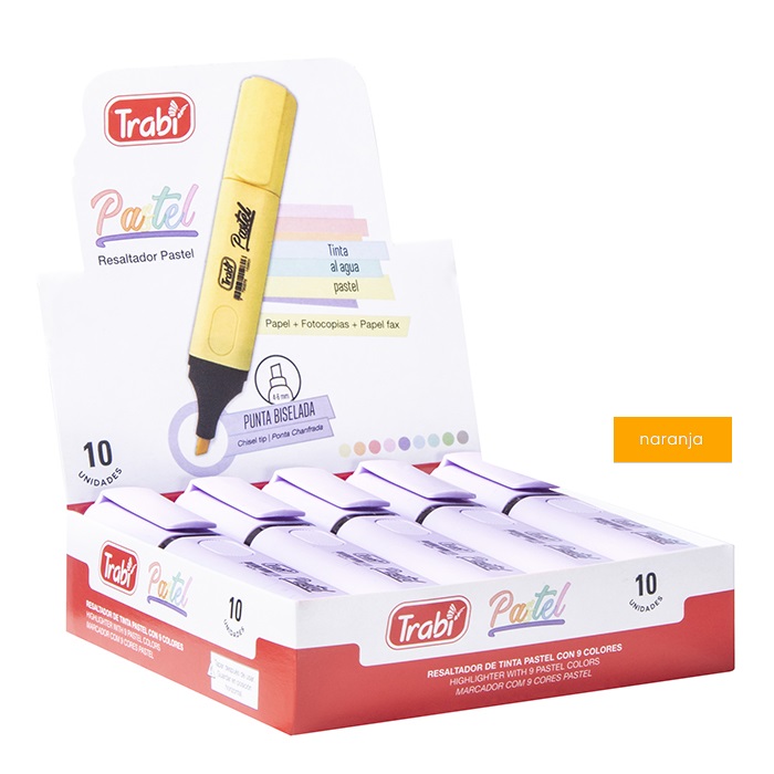 RESALTADOR TRABI HIGH TEXTER NARANJA PASTEL X 10 UN