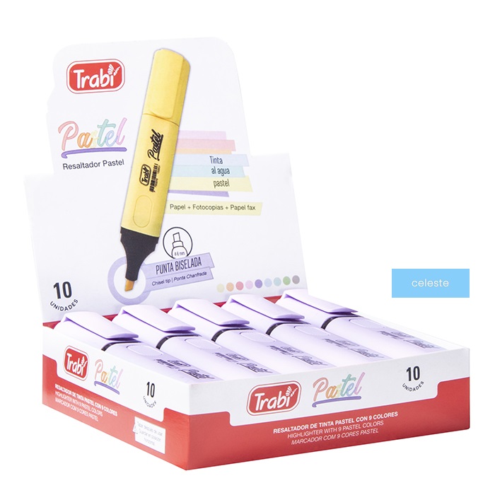 RESALTADOR TRABI HIGH TEXTER CELESTE PASTEL X 10 UN