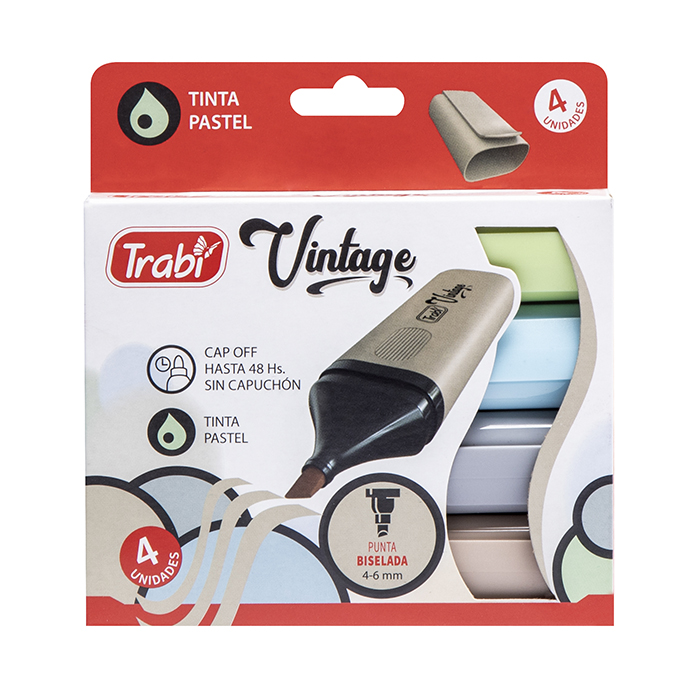 RESALTADOR TRABI HIGH TEXTER VINTAGE PASTEL X 4 UN