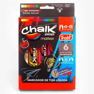MARCADOR TRABI P/ VIDRIO X 6 UN CHALK GLASS PTA RED Y BISE