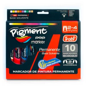 MARCADOR TRABI TINTA PIGM PERMAN X 10 UN SURT PTA RED Y BIS