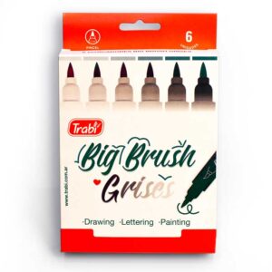 MARCADOR TRABI BIG BRUSH GRISES X 6 UN SURT PTA PINCEL