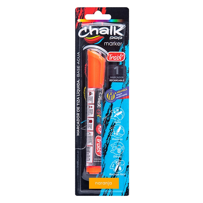 MARCADOR TRABI CHALK POP 4-6 MM NARANJA FLUO BX1