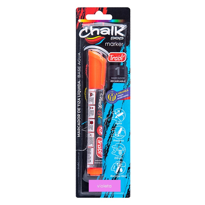 MARCADOR TRABI CHALK POP 4-6 MM VIOLETA FLUO BX1