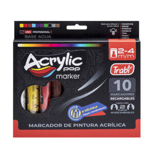 MARCADOR TRABI ACRYLIC POP 2-4 MM X 10 SURTIDO