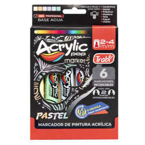 MARCADOR TRABI ACRYLIC POP PASTEL 2-4 MM X 6 SURTIDO