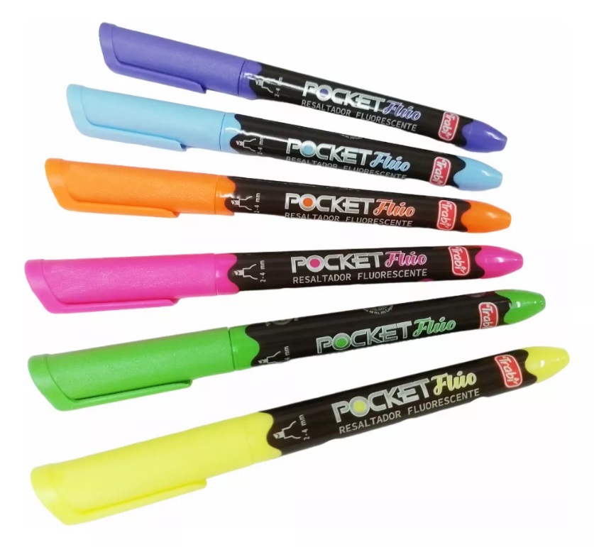 RESALTADOR TRABI POCKET FLUO X 12 VARIOS COLORES