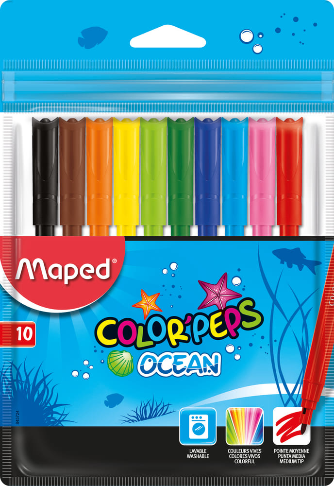 MARCADOR MAPED ESCOLAR OCEAN X 10 UN ESTUCHE