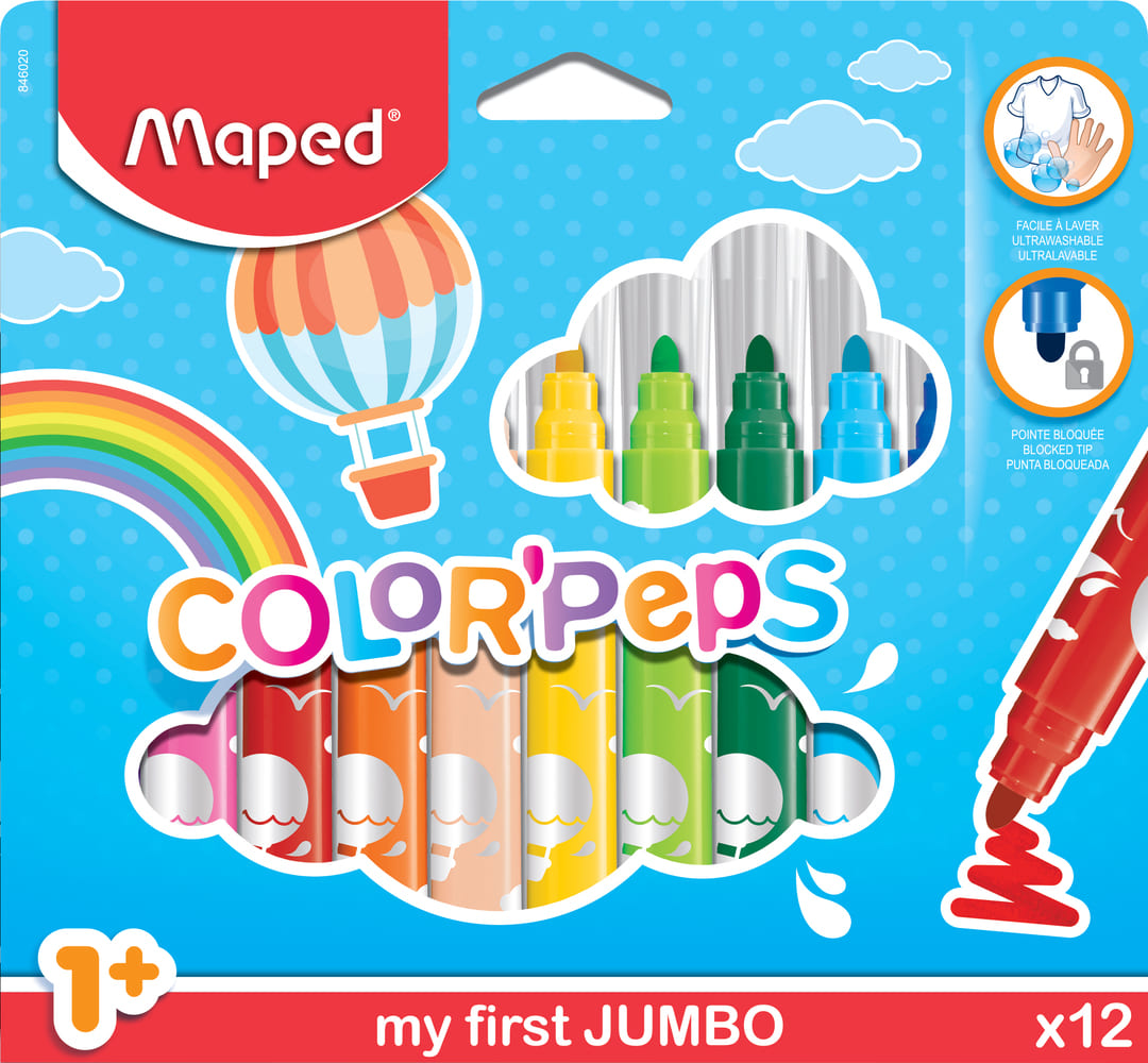 MARCADOR MAPED JUMBO X 12 UN ESTUCHE