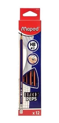 LAPIZ GRAFITO MAPED NAVY CON GOMA X 12 UN HB CAJA