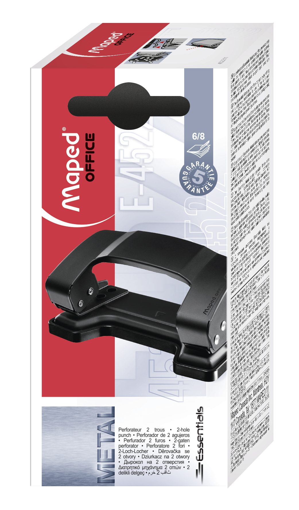 PERFORADORA MAPED METALICA ESSENTALS 6/8 HJ 2 AGUJEROS CAJA