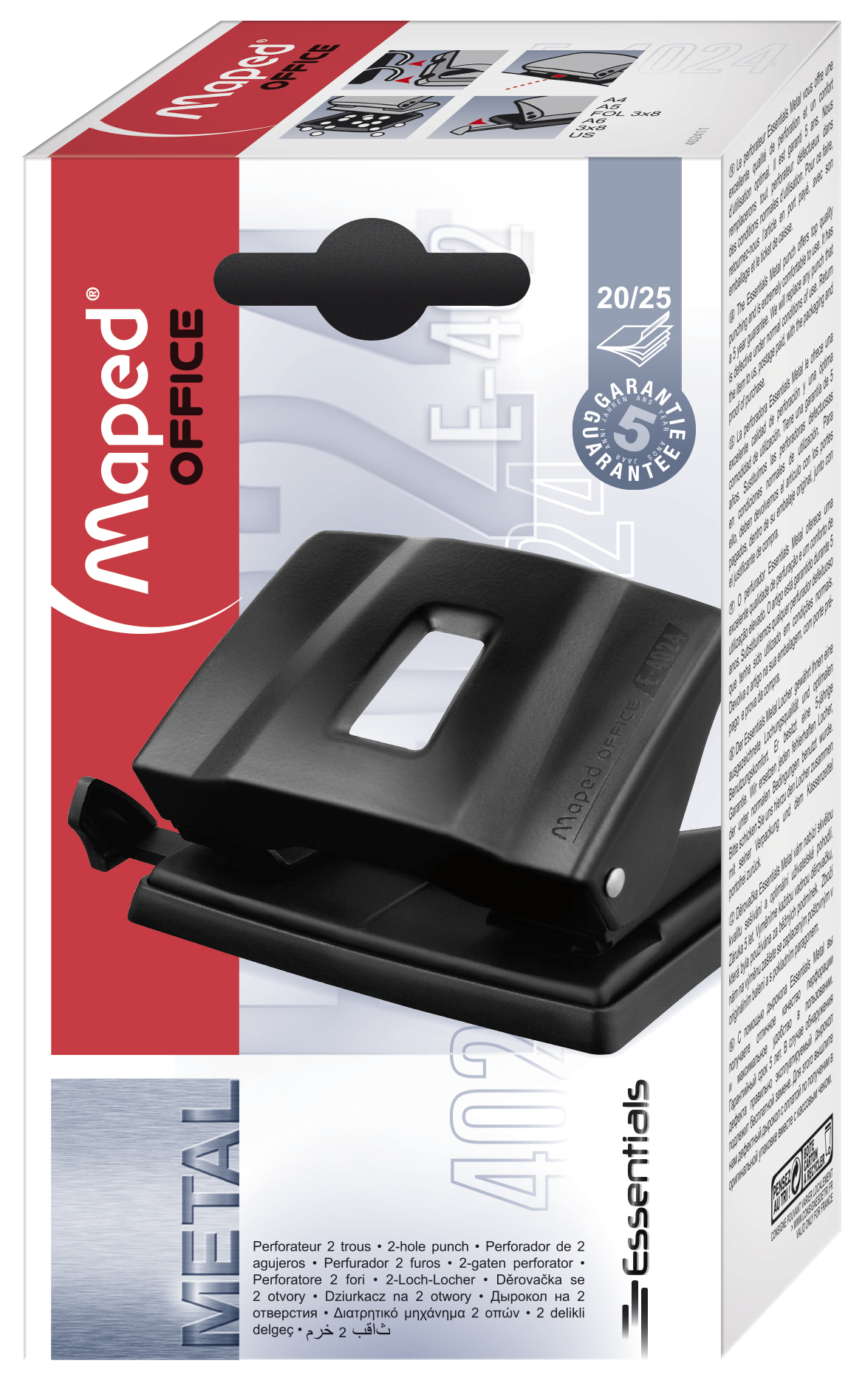 PERFORADORA MAPED METALICA ESSENTIALS 20/25 CAJA