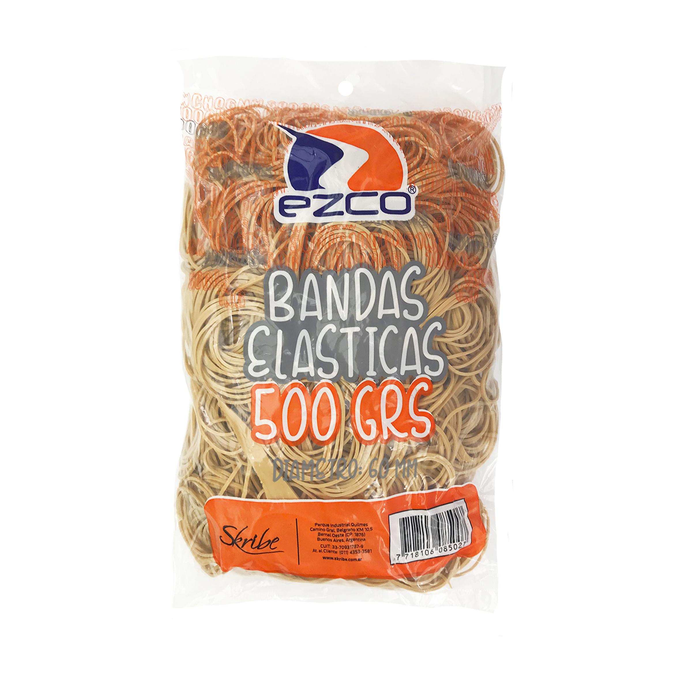 BANDAS ELASTICAS EZCO 500 GRS DIAM 60 MM BOLSA
