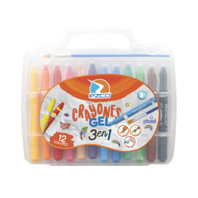 CRAYONES EZCO GEL 12 COL VALIJA PLASTICA C/ PINCEL