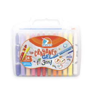 CRAYONES EZCO GEL 24 COL VALIJA PLASTICA C/ PINCEL