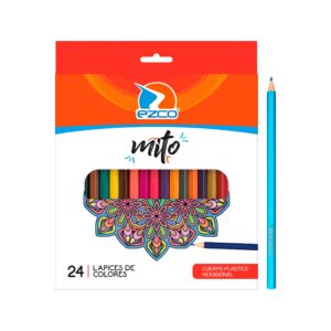 LAPICES COLORES EZCO MITO X 24 LARGO CUERPO PLAST-HEXAGONAL
