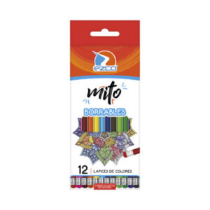LAPICES COLORES EZCO BORRABLE MITO X 12 LARGO CUERPO PLAST-H