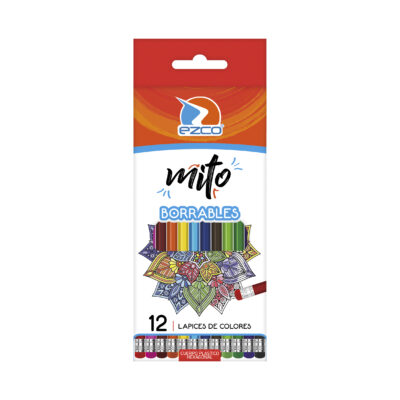 LAPICES COLORES EZCO BORRABLE MITO X 12 LARGO CUERPO PLAST-H