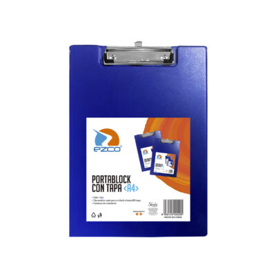 PORTABLOCK EZCO C/TAPA A4 AZUL CTON FORRADO TELA PLASTICA