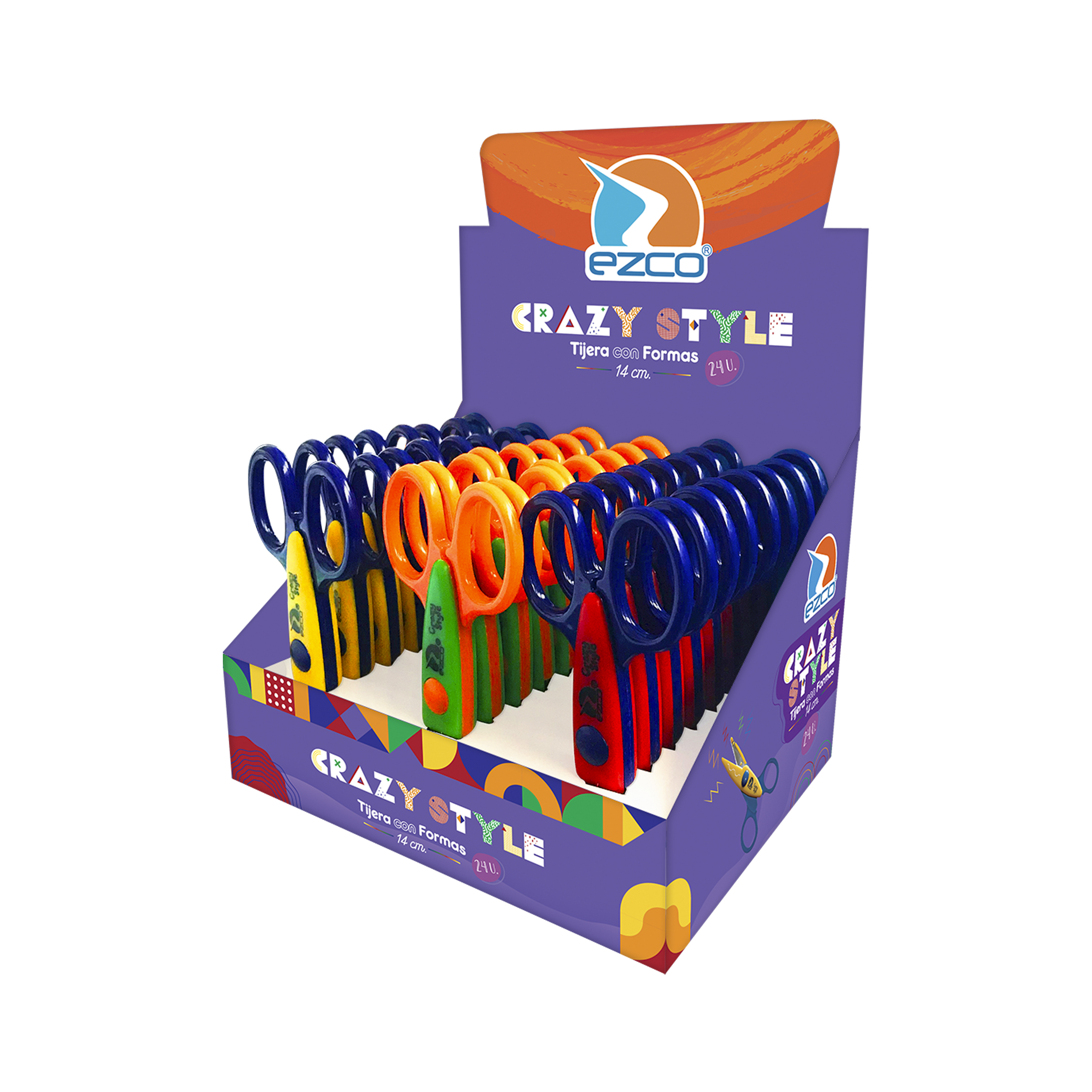TIJERA EZCO CRAZY STYLE 14CM C/ FORMAS DISP X 24 UN