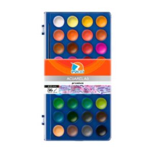 ACUARELA EZCO PREMIUM X 36 COLORES ESTUCHE PLASTICO 23MM
