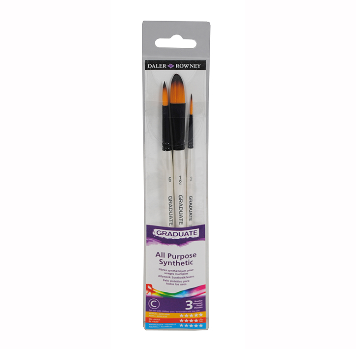 PINCELES DALER GRADUATE SET MC 3 UN P/ ACUARELA SINTETICO