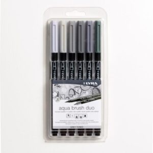 MARCADOR LYRA AQUABRUSH DUO 6 TONOS GRIS