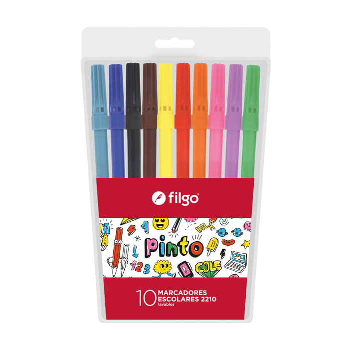 MARCADOR FILGO ESCOLAR X 10 UN PINTO 2210 SURTIDO ESTUCHE
