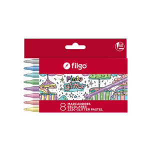 MARCADOR FILGO PINTO 2220 X 8 UN GLITTER PASTEL ESTUCHE