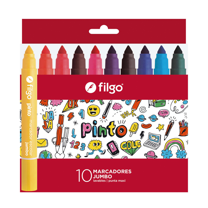 MARCADOR FILGO PINTO JUMBO X 10 UN SURTIDO ESTUCHE