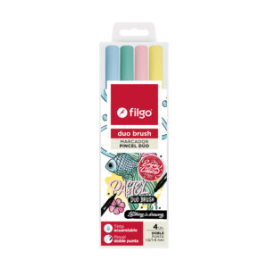 MARCADOR FILGO DUO BRUSH DOBLE PUNTA X 4 UN PASTEL ESTUCHE